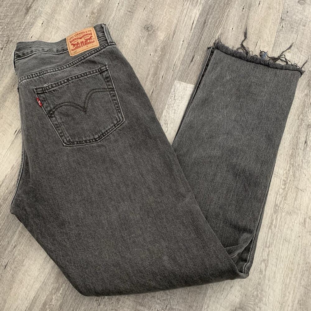 Levi's Grey 501 Jeans with Frayed Hem